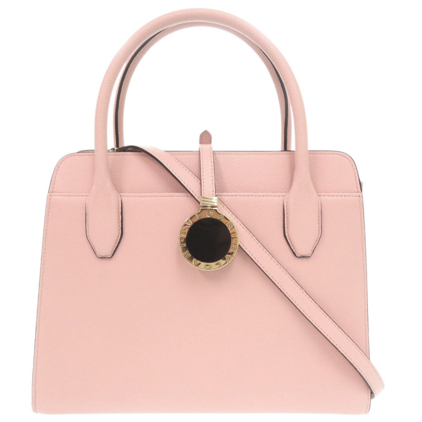 Handbag Bvlgari Leather Tote Bag: Handbag Bvlgari Leather Tote Bag The Bvlgari Leather Tote Bag is a stylish and elegant shoulder bag made from high-quality leather, featuring a soft pink color. Measuring 24cm x 30cm x 11cm, this