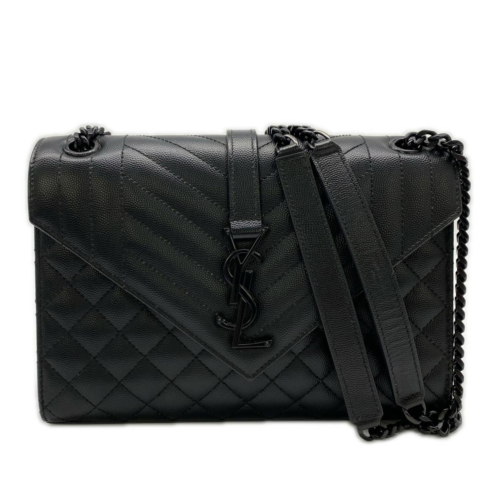 Saint Laurent Yves Leather Shoulder Bag: Saint Laurent Yves Leather Shoulder Bag Black lambskin shoulder bag with a flap closure, measuring 17.5cm x 24cm x 8cm, featuring a 120cm strap length. This Saint Laurent Yves Leather Shoulder Bag is