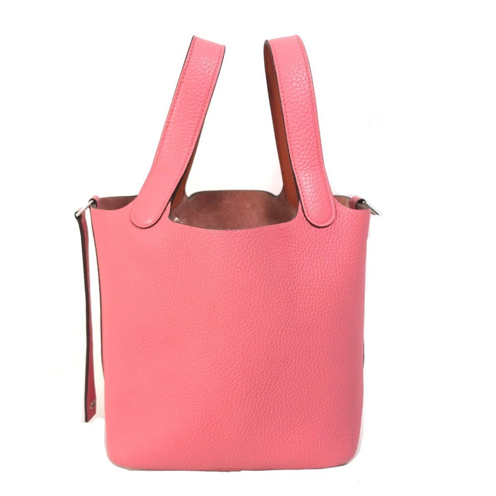 Clemence Leather Handbag Taurillon Hermes: Clemence Leather Handbag Taurillon Hermes Taurillon clemence leather gives this Picotin handbag a unique and sophisticated touch. The pink color and silver hardware add a pop of elegance, while the