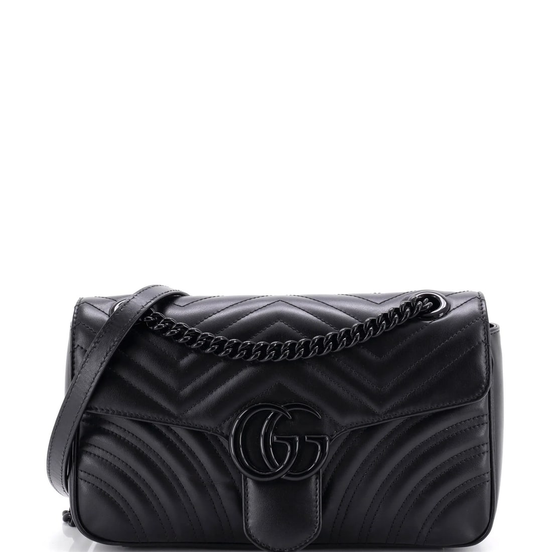 Small Gucci Flap Leather Matelasse Bag Marmont GG: Small Gucci Flap Leather Matelasse Bag Marmont GG Small Gucci Flap Leather Matelasse Bag Marmont GG in Black. This small cross-body bag features Gucci's signature Marmont GG style, adorned with