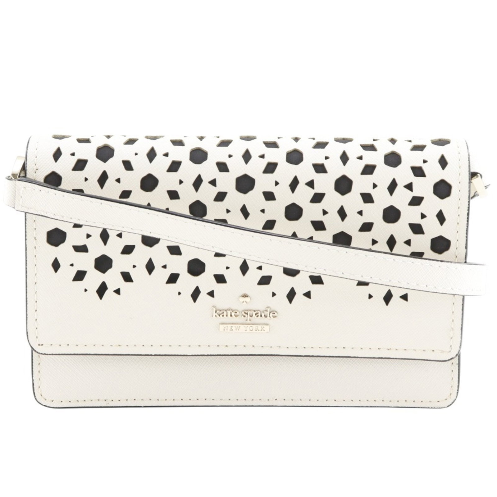 Kate Spade Pochette Leather Bag Shoulder: Kate Spade Pochette Leather Bag Shoulder White leather Kate Spade Pochette shoulder bag with a compact 11cm x 17cm x 4cm size, perfect for daily essentials. This stylish bag features a sleek design