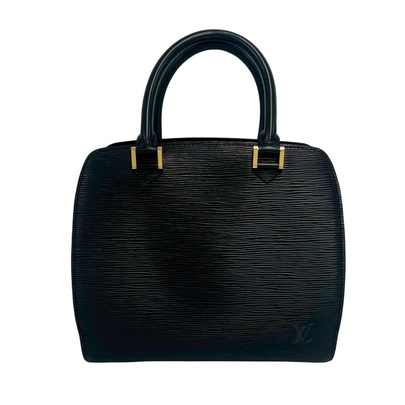 Louis Vuitton Handbag Leather Boston: Louis Vuitton Handbag Leather Boston Black Leather Louis Vuitton Boston Handbag. Made from high-quality leather, this classic bag features a timeless design with clean lines and a structured shape.