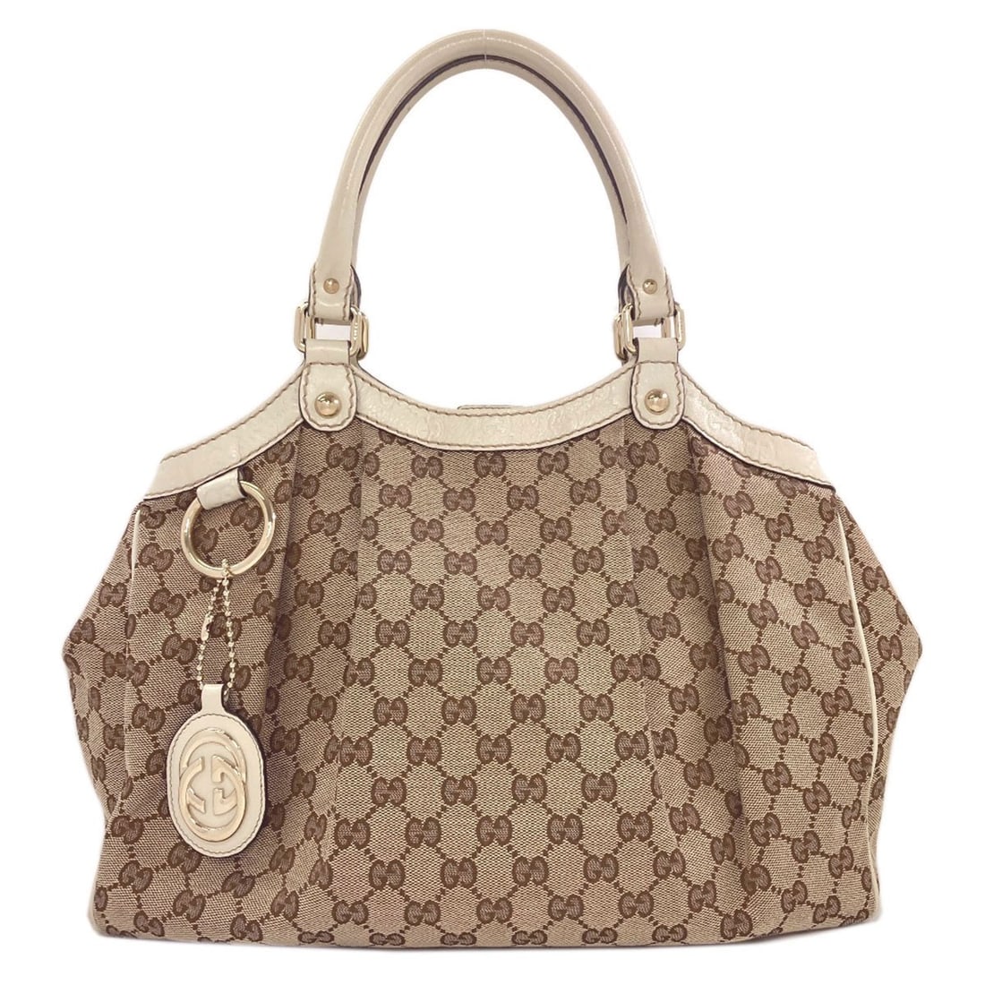 Gucci 211944 Sukey Tote Bag Canvas: Gucci 211944 Sukey Tote Bag Canvas Brown canvas tote bag from Gucci, featuring a classic style with a signature logo. Made from high-quality canvas, this bag has a timeless design that will