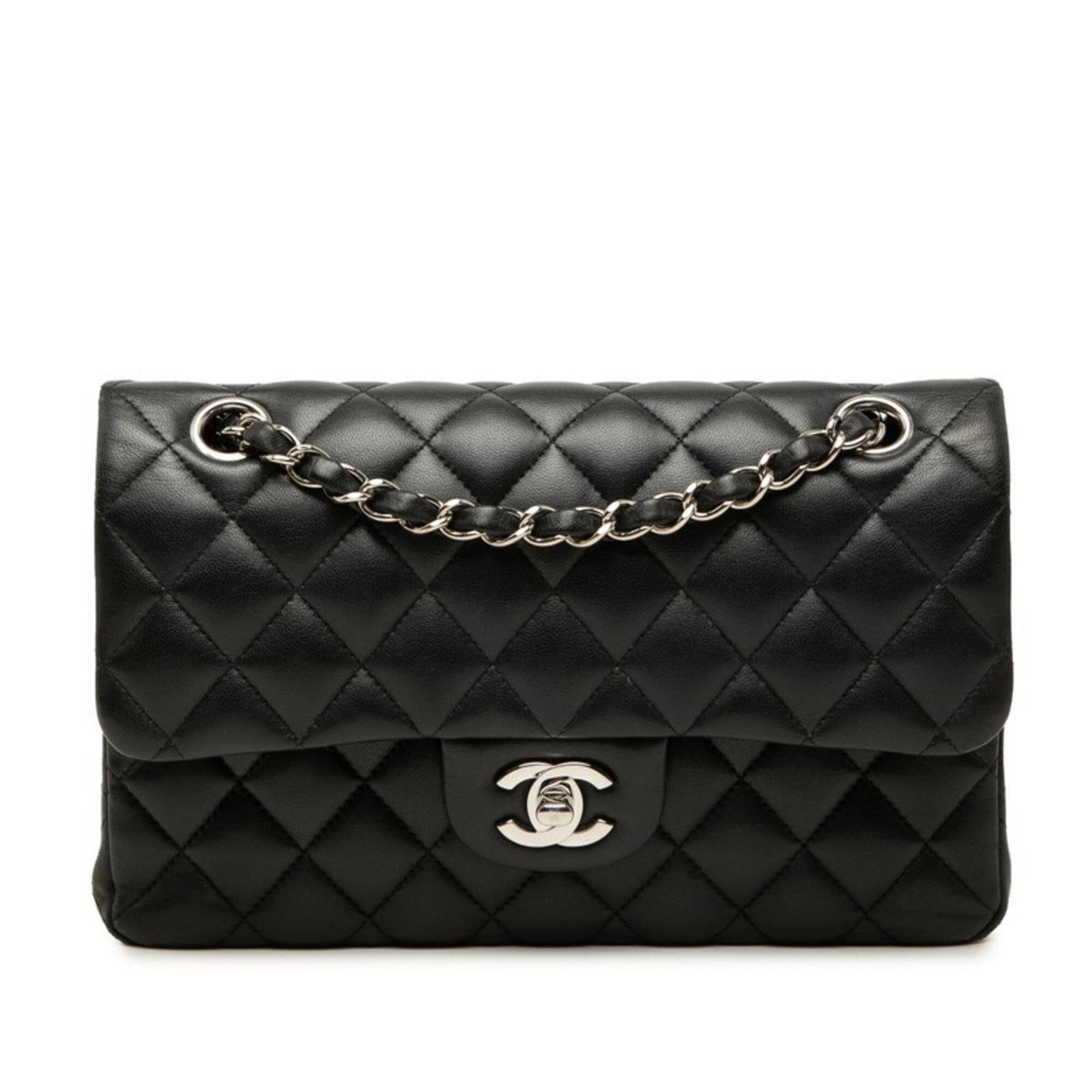 Shoulder Bag Leather Chanel: Shoulder Bag Leather Chanel Black leather shoulder bag from Chanel, measuring 14cm x 23cm x 6cm. This classic design features high-quality leather construction and a timeless black color. A stylish an
