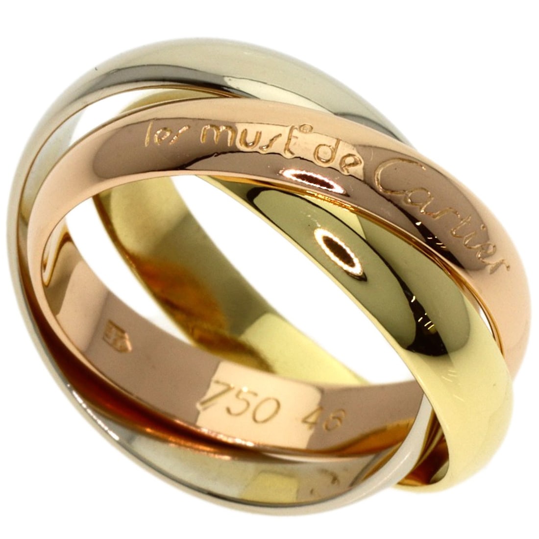 Yellow Gold K18 White Gold K18 Trinity Cartier Ring #48: Yellow Gold K18 White Gold K18 Trinity Cartier Ring #48 K18 White Gold K18 Trinity Cartier Ring #48 features a striking yellow gold design, showcasing the brand's signature style. This elegant ring