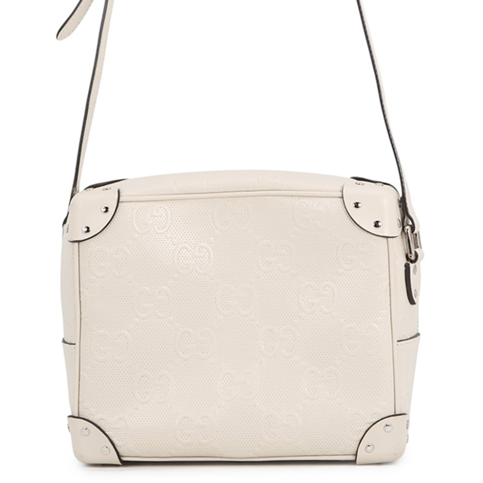 Shoulder Bag Leather Handbag Gucci: Shoulder Bag Leather Handbag Gucci This Gucci leather shoulder bag features a crisp white color and sleek silver hardware, making it a stylish and sophisticated accessory. Measuring 19cm x 23cm x