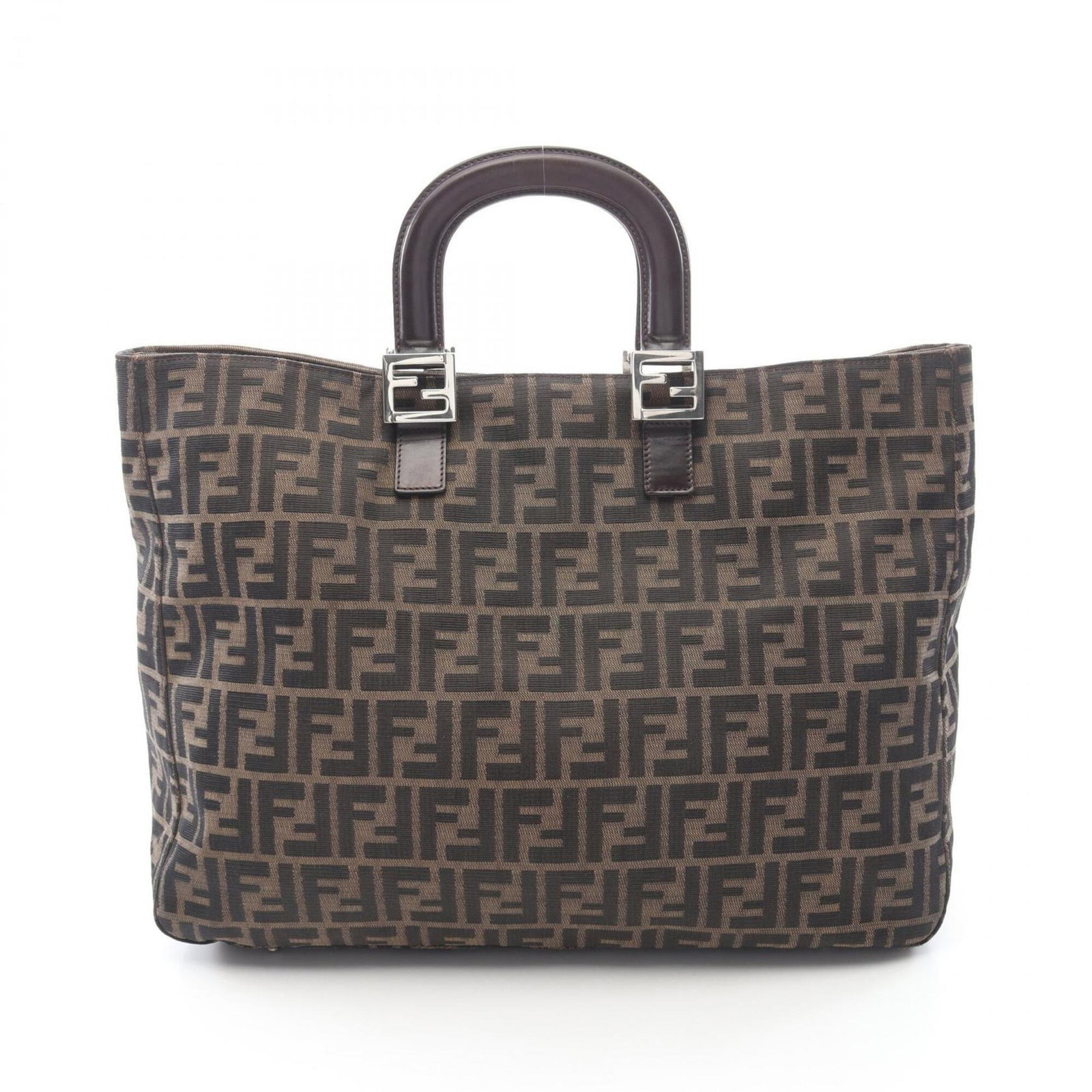 Canvas leather Fendi bag tote: Canvas leather Fendi bag tote Canvas and leather combine in this classic Fendi bag tote, featuring a timeless brown color and a spacious interior. The bag's canvas and leather materials provide a