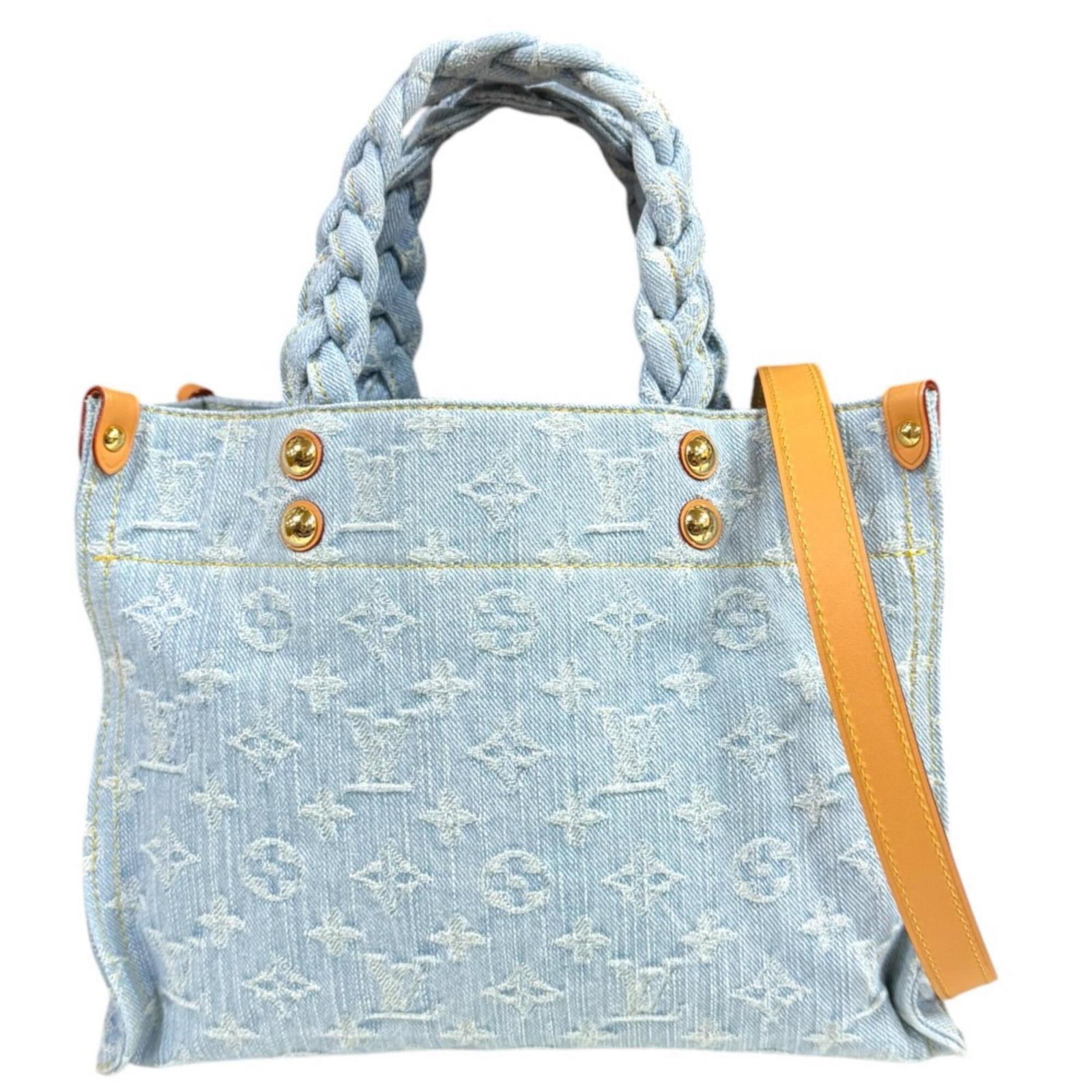 Vuitton Louis Denim Monogram Shoulder Bag: Vuitton Louis Denim Monogram Shoulder Bag The Vuitton Louis Denim Monogram Shoulder Bag is a stunning piece of French craftsmanship, featuring the iconic monogram pattern in a vibrant blue hue. With i