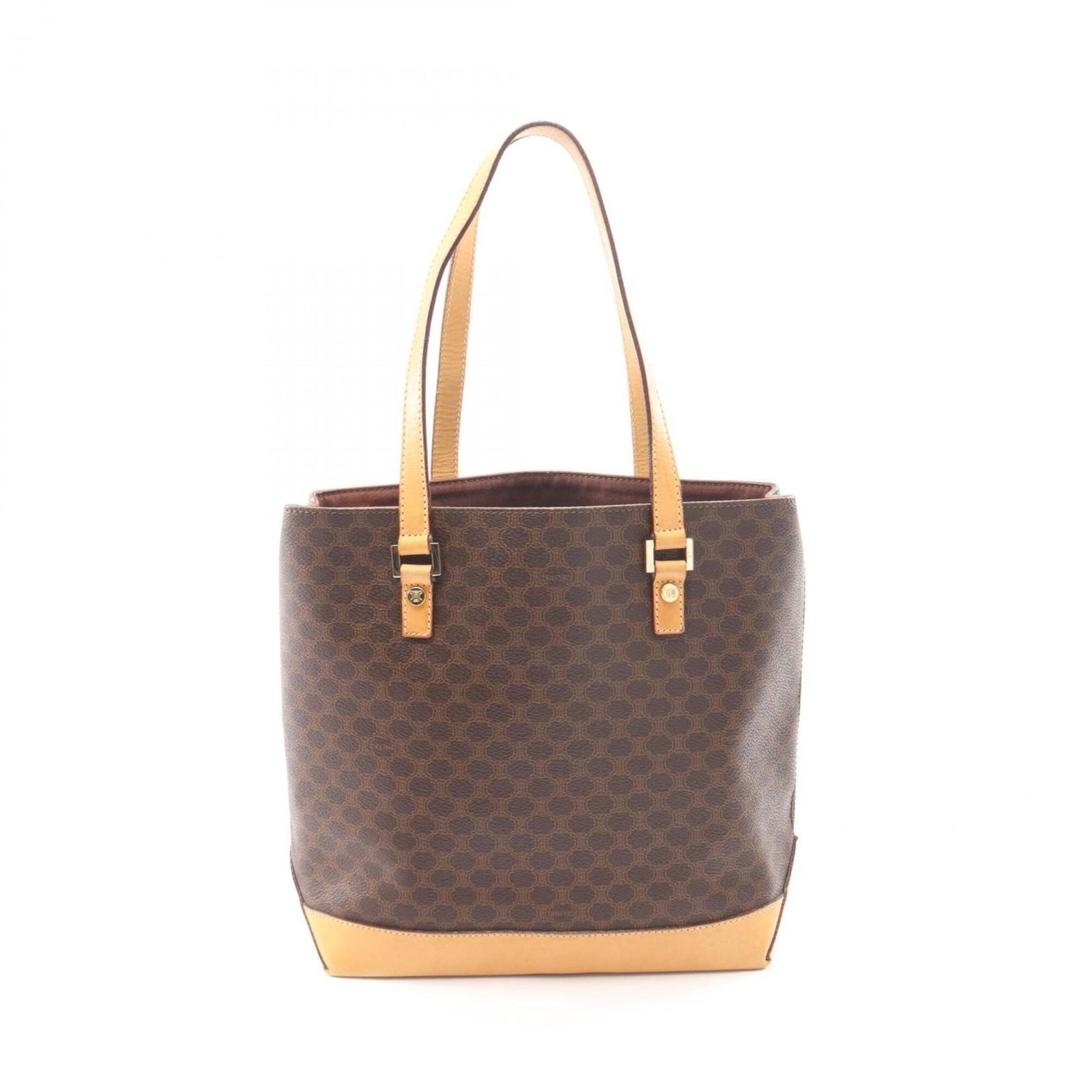 Canvas Leather Tote Bag Coated Handbag: Canvas Leather Tote Bag Coated Handbag Coated canvas and leather come together in this stylish tote bag, with a brown finish that adds a touch of sophistication. The bag measures 25cm x 23cm x 10cm, m