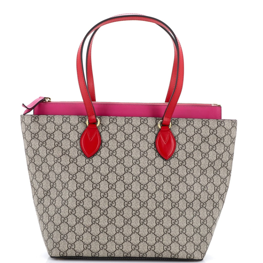Medium Gucci Coated GG Canvas Leather Zip Tote: Medium Gucci Coated GG Canvas Leather Zip Tote Medium Gucci Coated GG Canvas Leather Zip Tote features a unique combination of canvas coated leather and microfiber interior, with a distinctive