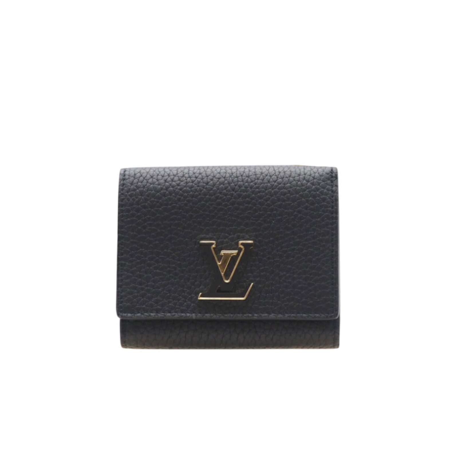 Louis Vuitton Wallet (Bi-Fold) Leather: Louis Vuitton Wallet (Bi-Fold) Leather Black Taurillon Leather Bi-Fold Wallet from Louis Vuitton, measuring 9cm x 10.5cm x 2.5cm, features RFID-blocking technology and weighs 100g. This wallet is made