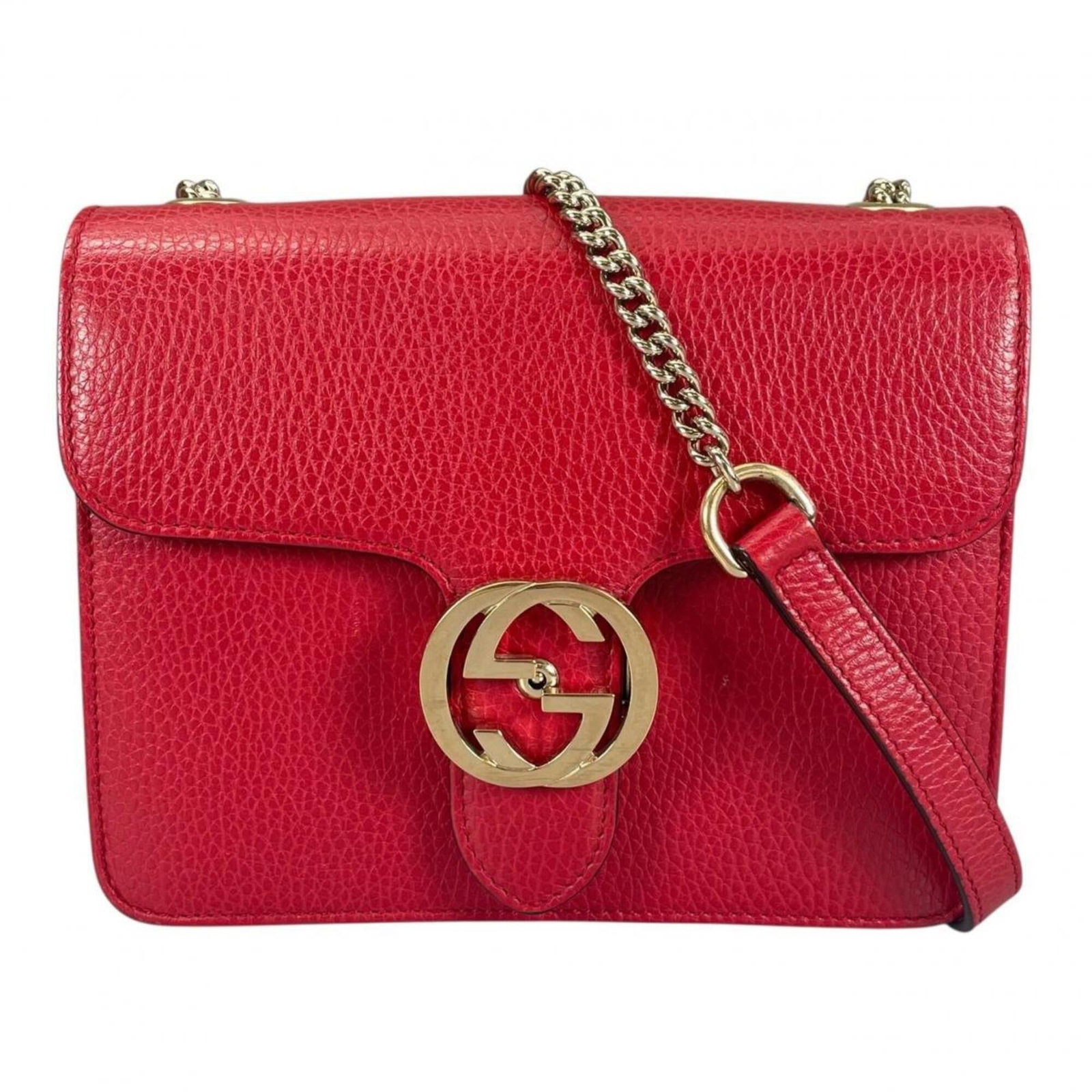 Shoulder Bag Leather: Shoulder Bag Leather The Gucci Country of Origin: Italy Type: Shoulder bag Material: Leather Color: Red color Closure: Turn lock Gender: Women Size (HxWxD): 16cm x 20cm x 5cm / 6.29'' x 7.87'' x