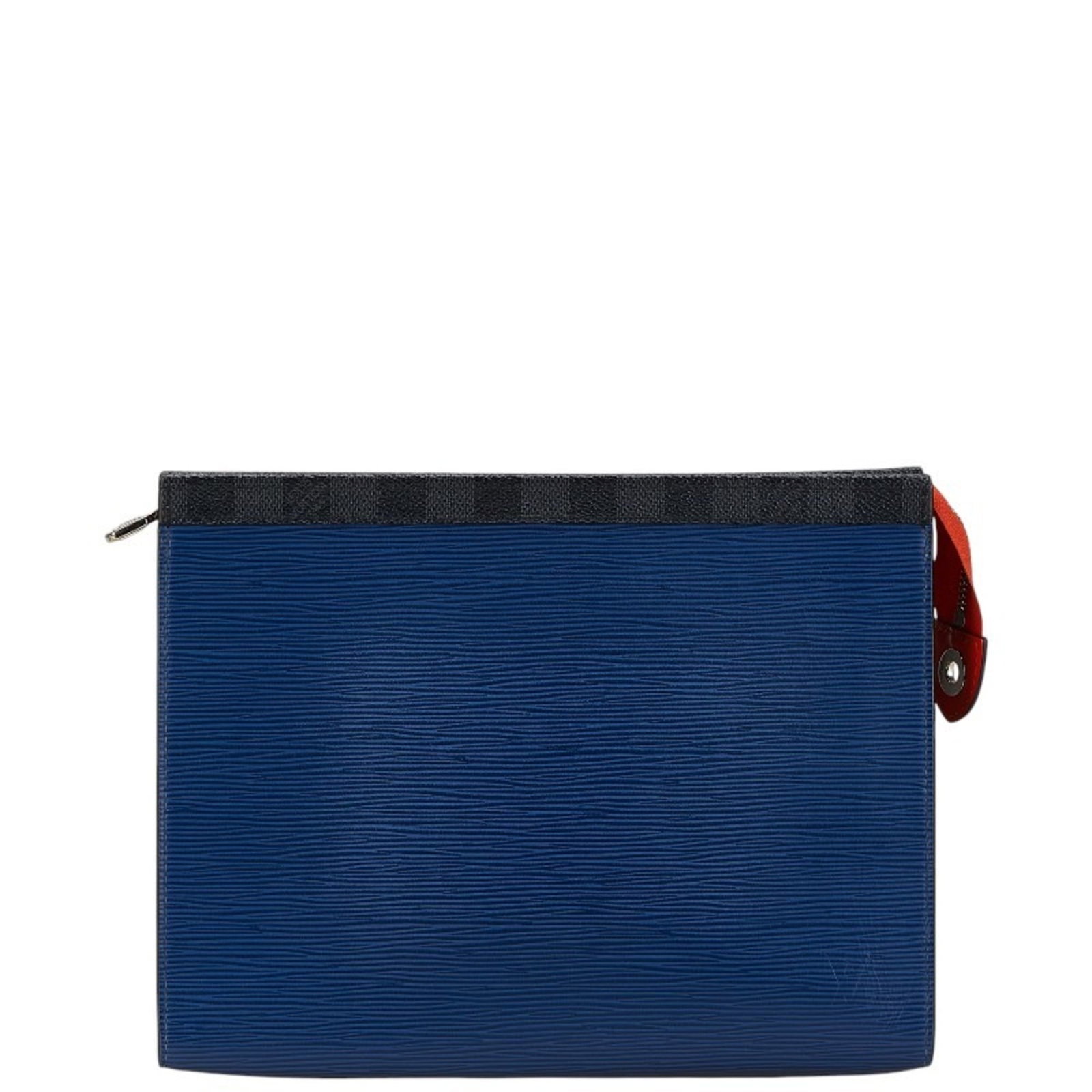 Louis Vuitton Clutch Bag Leather Pvc: Louis Vuitton Clutch Bag Leather Pvc Black and Navy Louis Vuitton Clutch Bag with Leather and PVC Material, 20.5cm x 27cm x 5.5cm in size. This clutch bag features a unique combination of leather and