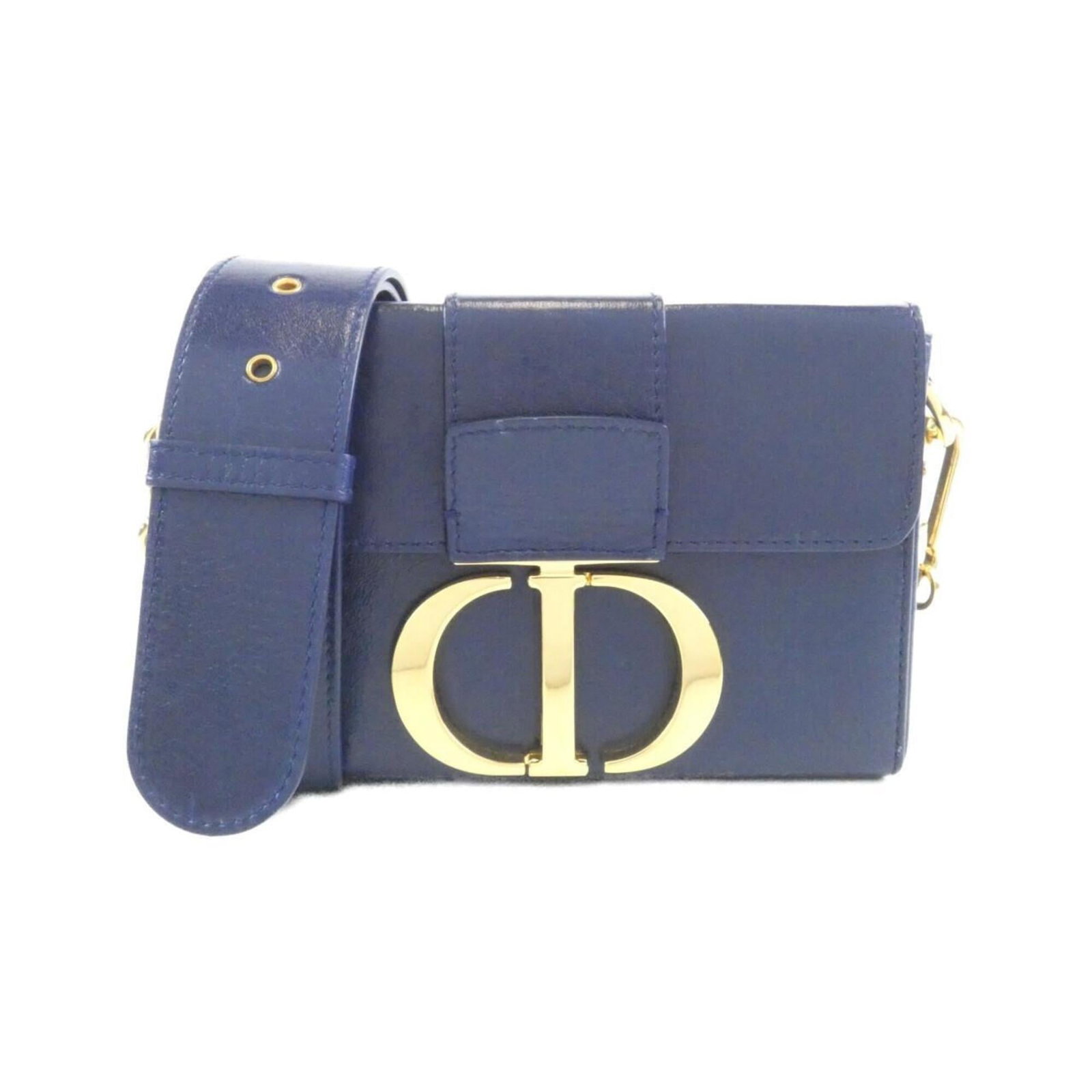 Shoulder Bag Leather Christian Dior: Shoulder Bag Leather Christian Dior Lamb leather shoulder bag from Christian Dior, featuring a classic design with a blue color and gold hardware. Made from high-quality materials, this bag measures 1