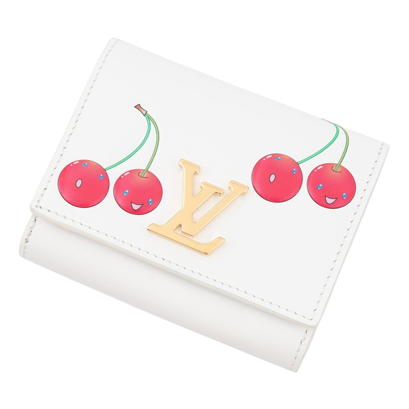 Louis Vuitton Wallet (Bi-Fold) Leather: Louis Vuitton Wallet (Bi-Fold) Leather Louis Vuitton's iconic bi-fold wallet is crafted from high-quality calf leather, featuring a crisp white finish. Measuring 8cm x 10.5cm, this elegant wallet is d