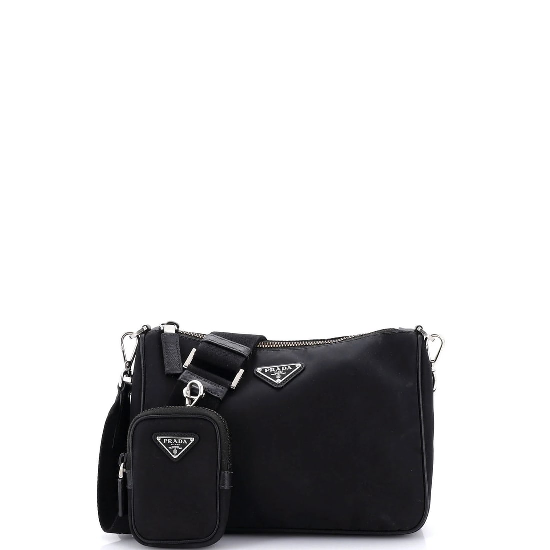 Prada Re-Edition 2000 Double Zip Shoulder Bag Tessuto Small: Prada Re-Edition 2000 Double Zip Shoulder Bag Tessuto Small The Prada Re-Edition 2000 Double Zip Shoulder Bag Tessuto Small is a stylish and functional cross body bag with a sleek design. Made from