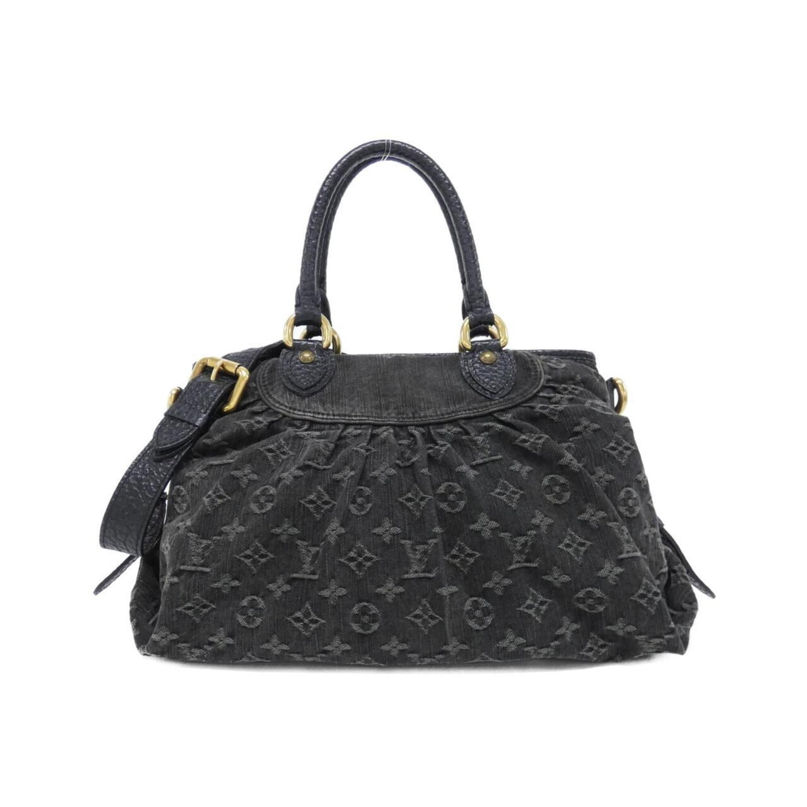 Louis Vuitton Handbag Denim: Louis Vuitton Handbag Denim Denim handbag from Louis Vuitton, featuring a black color and matte gold hardware. This women's handbag measures 26cm x 38cm x 12cm and is made from denim material. Item