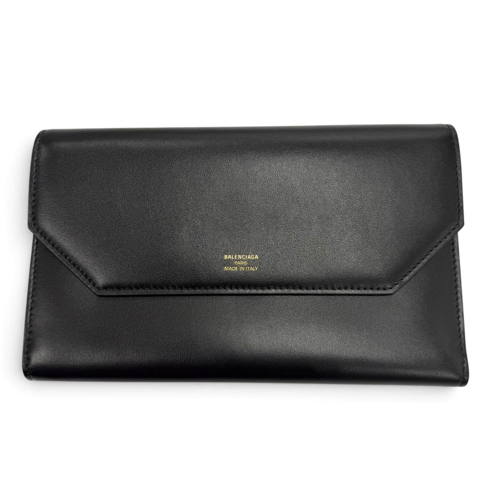 Long Wallet Leather Tri Fold Balenciaga: Long Wallet Leather Tri Fold Balenciaga Balenciaga Country of Origin: Italy, Material: Leather, Color: Black, Size: 11.5cm x 19.4cm. This long wallet features a tri-fold design, made from