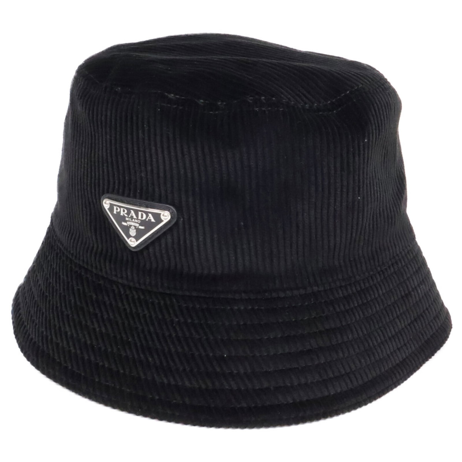 Hat Cord Prada: Hat Cord Prada Black Cord Bucket Hat by Prada, with a circumference of 58.5cm. Made from cord material, this hat features a classic bucket style design. Item Specifics: Brand: Prada Type: Bucket hat