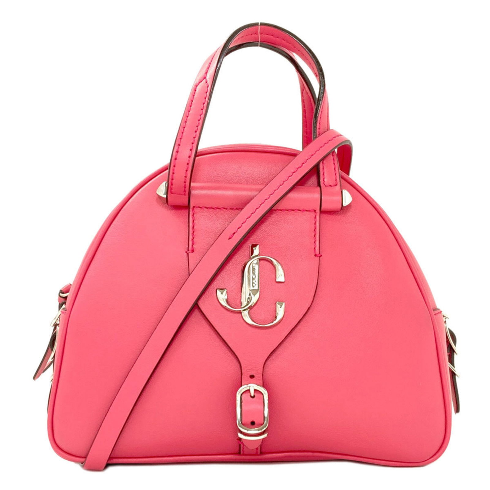 Jimmy Choo Handbag Leather: Jimmy Choo Handbag Leather Pink Jimmy Choo Handbag Leather. This 20cm x 23cm x 10cm pink leather handbag is made from high-quality leather. The bag bears a signature, and its size and color make it a