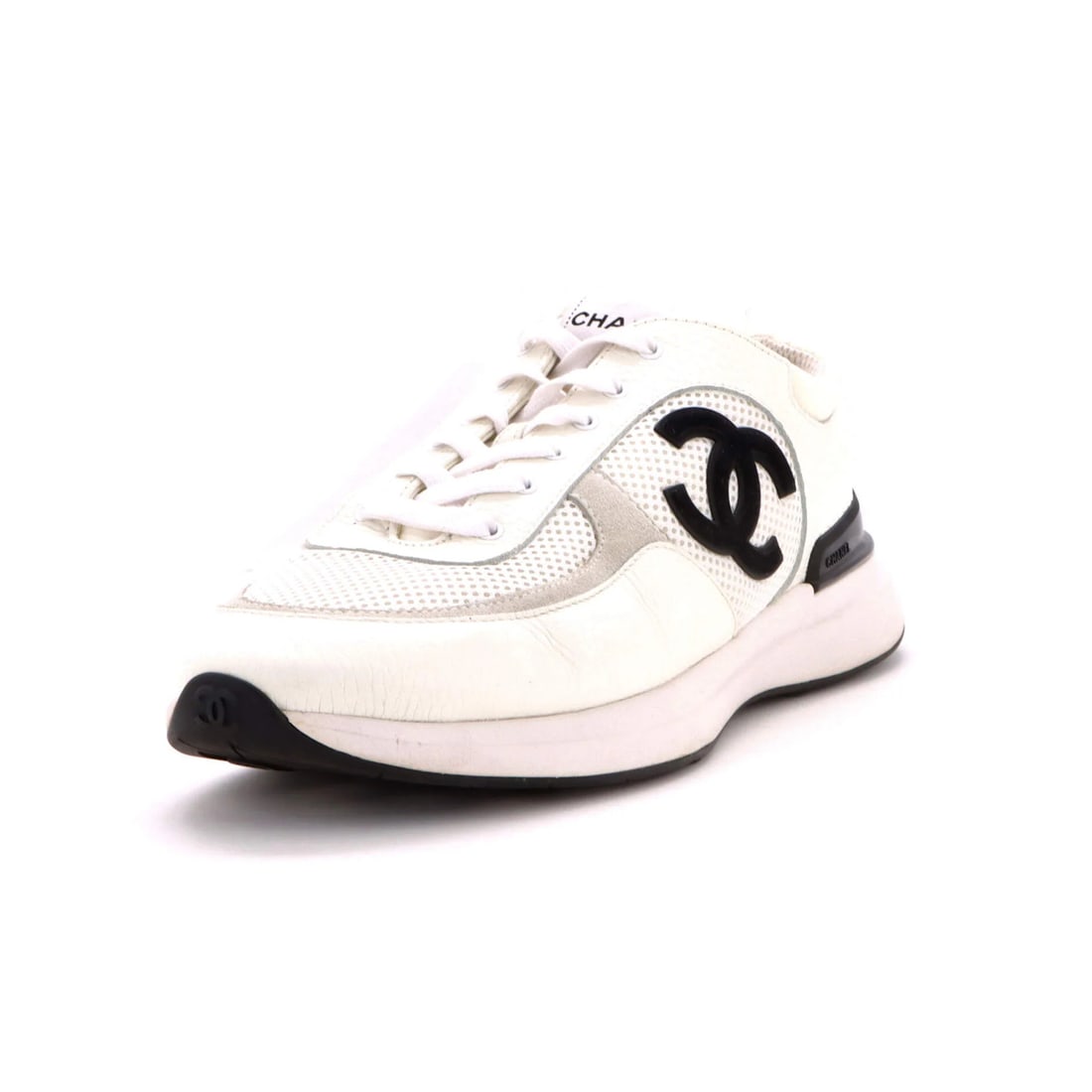 Chanel Men's CC Low-Top Sneakers Leather and Mesh: Chanel Men's CC Low-Top Sneakers Leather and Mesh White leather and mesh upper, a sleek and modern design, makes these Chanel Men's CC Low-Top Sneakers a stylish addition to any shoe collection. Featu