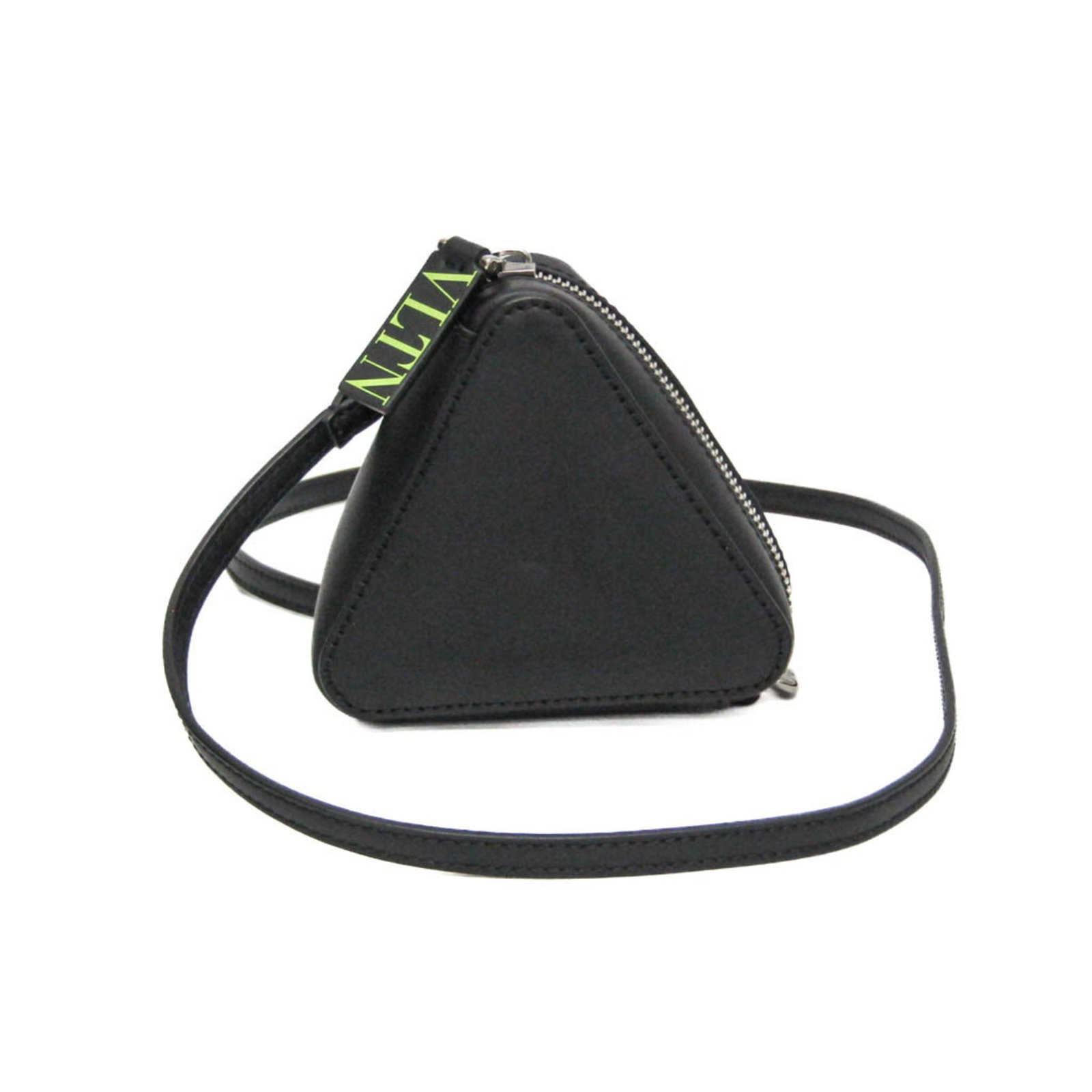 Leather Pouch Bag Shoulder Valentino Garavani: Leather Pouch Bag Shoulder Valentino Garavani Black leather pouch bag with a triangle shoulder design, made from high-quality Italian leather. This stylish shoulder bag features a zipper closure and