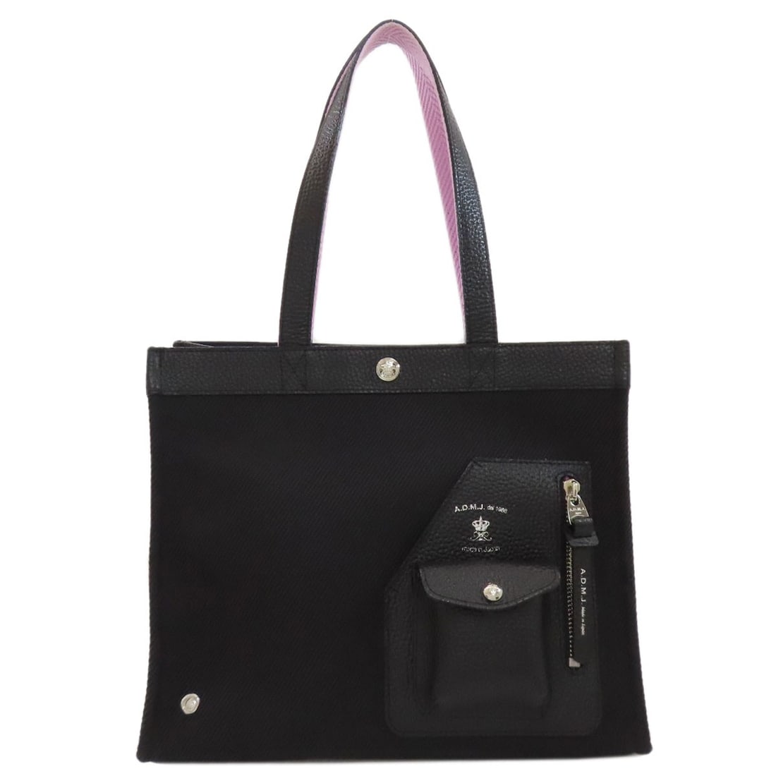 Square Tote Handbag Nylon Leather Canvas: Square Tote Handbag Nylon Leather Canvas Black Square Tote Handbag Made from Nylon Canvas and Leather. This stylish tote features a unique blend of nylon canvas and leather materials, creating a