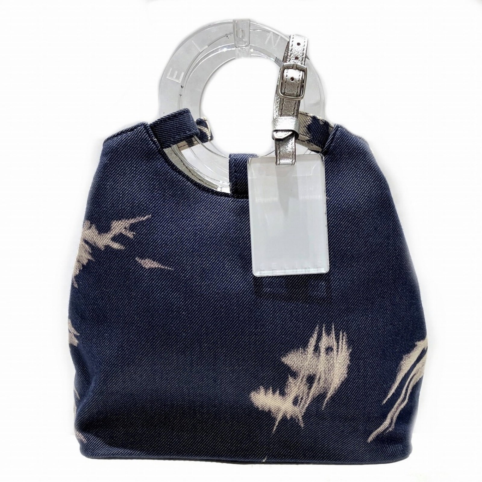 Tote Bag Denim Celine: Tote Bag Denim Celine Navy denim tote bag from Celine, featuring a classic design with a 21.5cm x 26cm x 7.5cm size and 8cm handle length. The bag's denim material and navy color give it a timeless