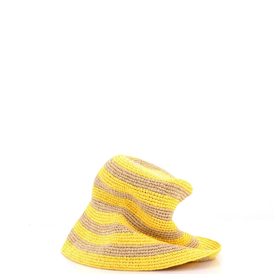 Prada Triangle Logo Bucket Hat Striped Raffia - 3