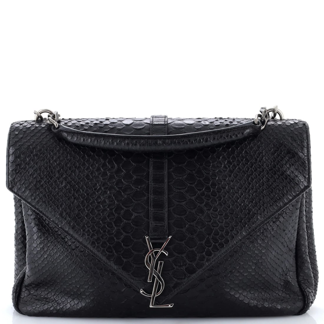 Python Embossed Leather Large Saint Laurent Classic Monogram College Bag