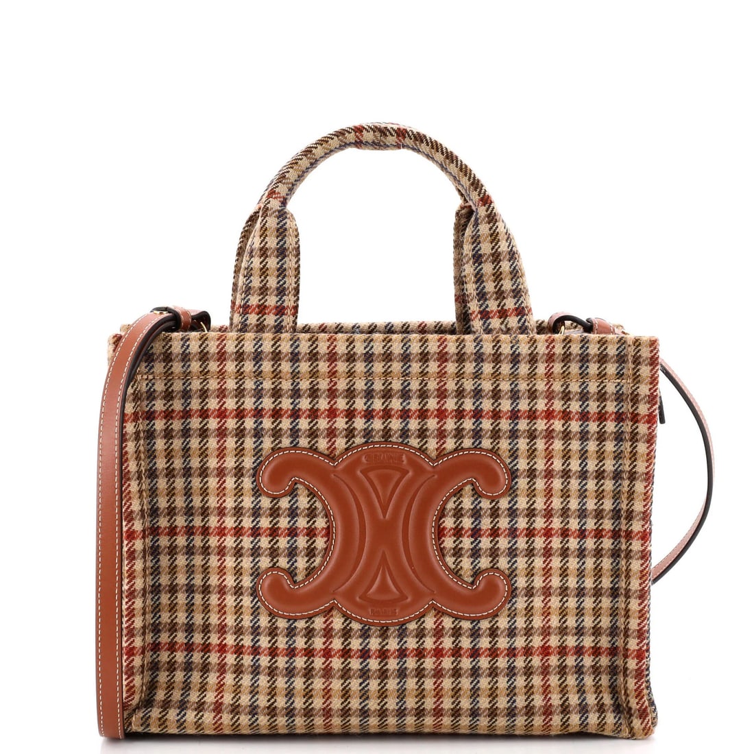 Tote Tweed Small Thais Cabas Celine: Tote Tweed Small Thais Cabas Celine Small Tote in Brown Tweed. This Celine Cabas Thais Tote features a classic design with a small size, perfect for daily use. With its brown tweed exterior and gold
