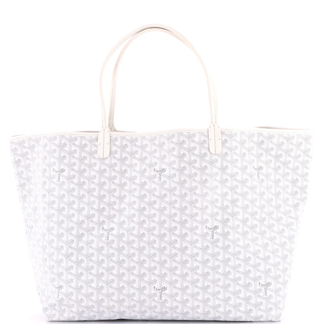 Canvas Coated Tote GM Tote Louis Saint Goyard: Canvas Coated Tote GM Tote Louis Saint Goyard Canvas Coated Tote in White - A Classic Goyard Saint Louis Tote with Distressed Charm. This GM Tote features a canvas coated exterior in white, with a