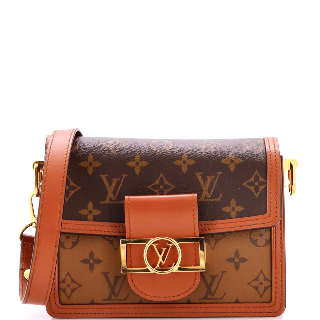Mini Reverse Monogram Canvas Bag Shoulder Dauphine Louis Vuitton: Mini Reverse Monogram Canvas Bag Shoulder Dauphine Louis Vuitton Mini Reverse Monogram Canvas Bag Shoulder Dauphine Louis Vuitton - A compact and stylish cross body bag with a rich brown exterior,