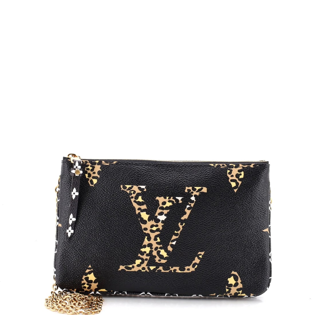 Double Zip Pochette Jungle Monogram Giant Limited Edition by Louis Vuitton: Double Zip Pochette Jungle Monogram Giant Limited Edition by Louis Vuitton Double Zip Pochette Jungle Monogram Giant Limited Edition by Louis Vuitton - A stunning black canvas coated exterior with