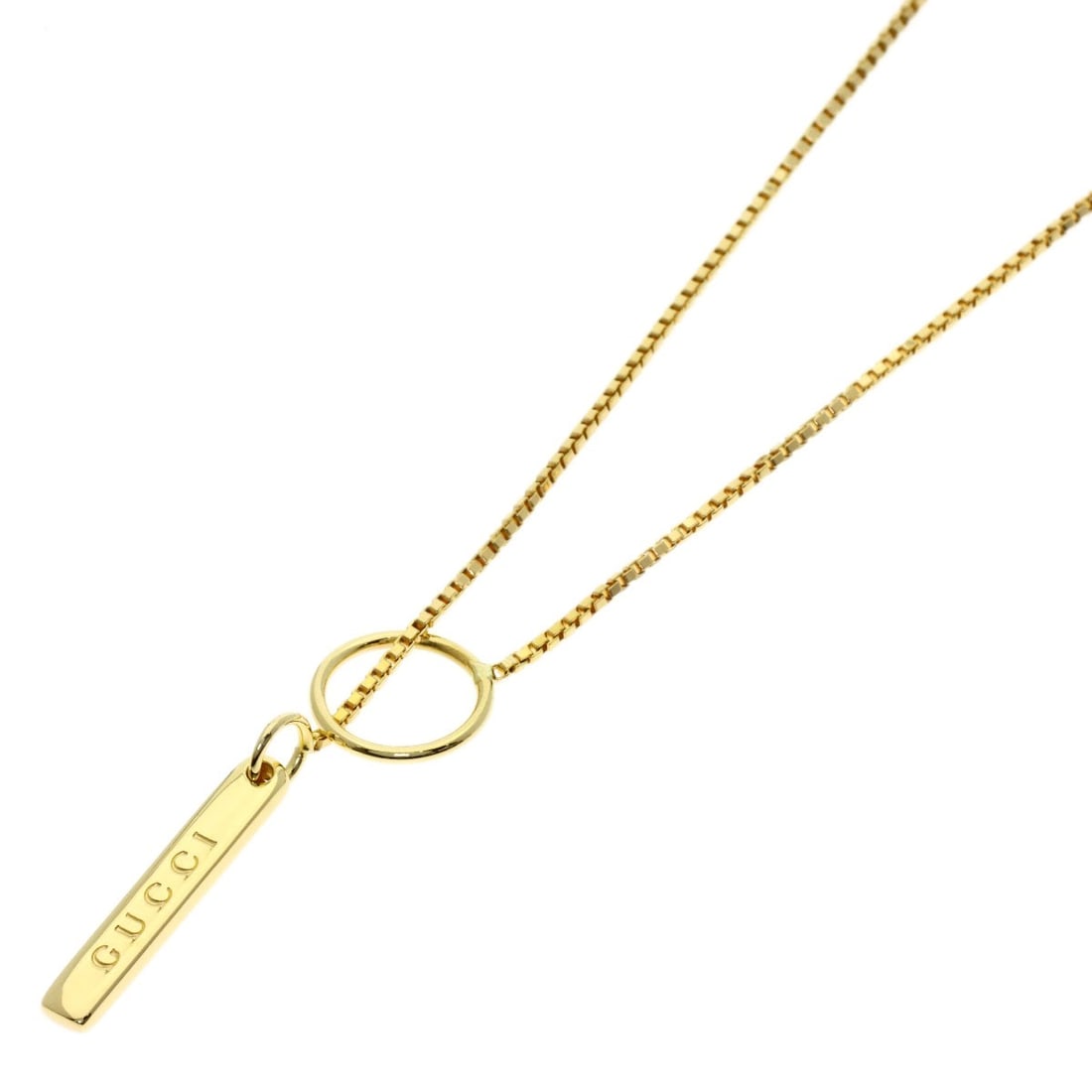 K18 Gold Necklace Lariat Gucci: K18 Gold Necklace Lariat Gucci K18 Gold Necklace Lariat Gucci features a sleek, 20.6-inch length made from high-quality K18 yellow gold, showcasing the luxury brand's signature style. This elegant