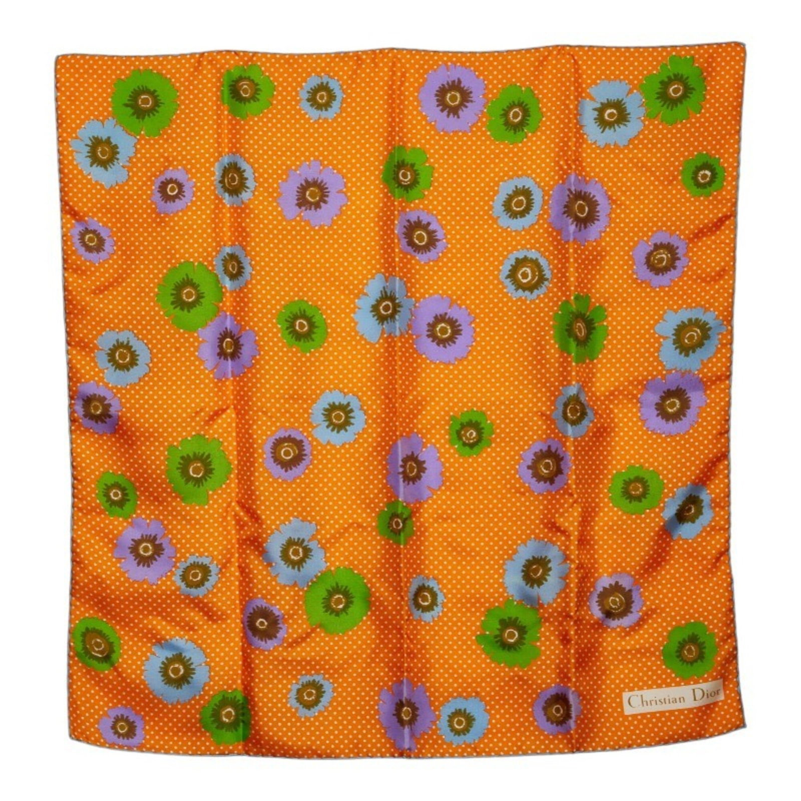 Silk Scarf by Christian Dior: Silk Scarf by Christian Dior Silk Scarf by Christian Dior - A vibrant orange silk scarf, measuring 65.5cm x 65.5cm, adding a pop of color to any outfit. Made from high-quality silk, this scarf is a