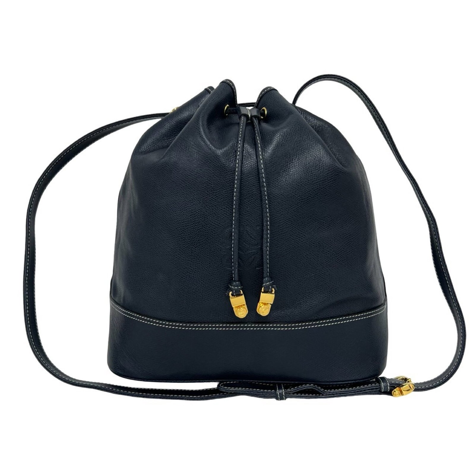 Shoulder Bag Leather Crossbody Loewe Bag: Shoulder Bag Leather Crossbody Loewe Bag Navy leather shoulder bag with a crossbody design, measuring 33cm x 38cm x 14cm. This Loewe bag features a classic style with clean lines and a sophisticated