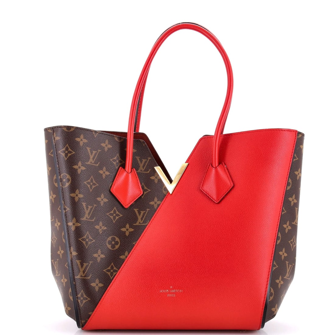 Canvas Handbag Monogram Leather Louis Vuitton Kimono MM: Canvas Handbag Monogram Leather Louis Vuitton Kimono MM Canvas Handbag Monogram Leather Louis Vuitton Kimono MM features a striking red exterior with a canvas-coated leather finish and gold hardware.
