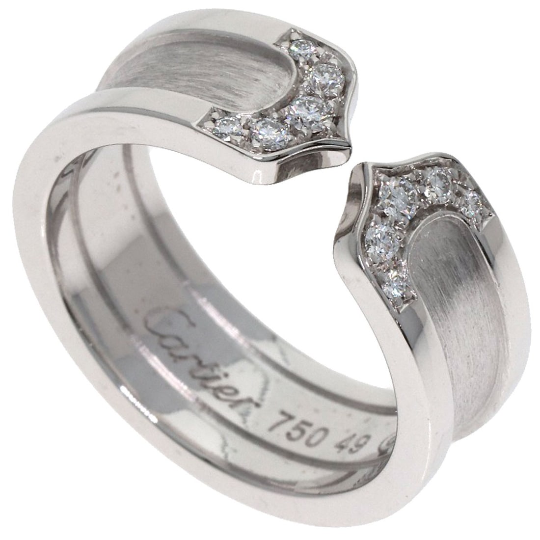 Cartier C2 Diamond #49 Ring K18 White Gold: Cartier C2 Diamond #49 Ring K18 White Gold K18 White Gold Cartier C2 Diamond Ring for Sale. This Cartier C2 diamond ring features a K18 white gold setting, a silver metal exterior, and a main stone