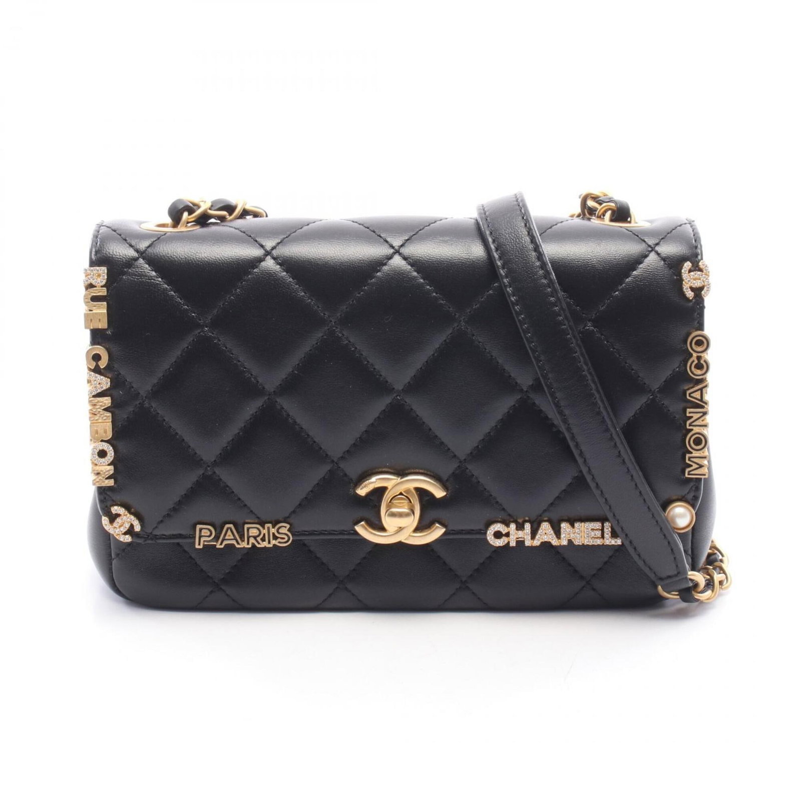 Shoulder Bag Leather Handbag Chanel: Shoulder Bag Leather Handbag Chanel Black leather shoulder bag from Chanel, featuring gold hardware and a sleek design. Made from high-quality leather, this bag measures 12cm x 19cm x 6cm and is