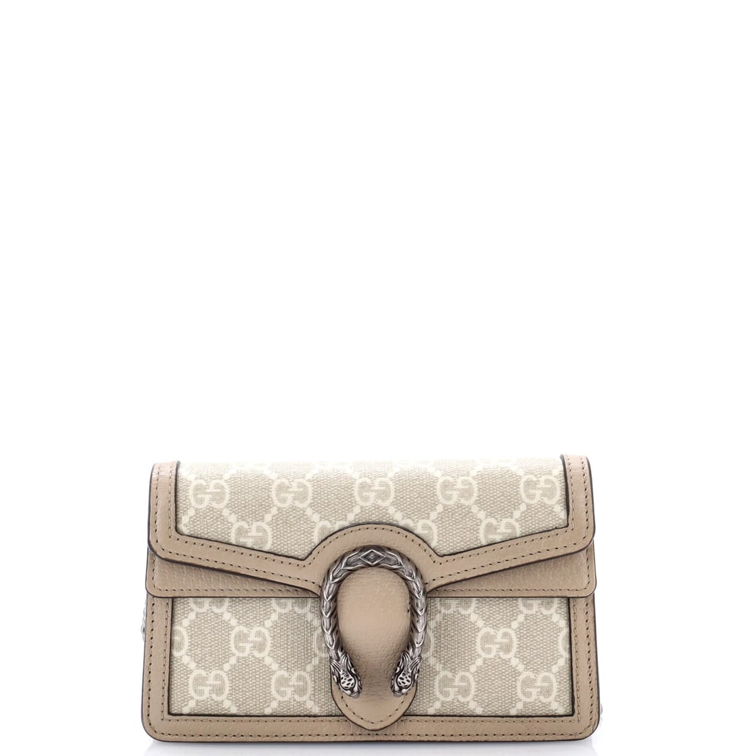 Gucci Dionysus Bag Canvas Coated Leather GG Super Mini: Gucci Dionysus Bag Canvas Coated Leather GG Super Mini Canvas Coated Leather GG Super Mini Bag from the iconic Gucci Dionysus Collection. This neutral-colored, cross-body bag boasts a unique canvas co