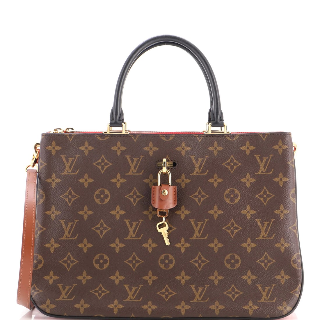 Canvas Monogram Leather Handbag Vuitton Louis Millefeuille: Canvas Monogram Leather Handbag Vuitton Louis Millefeuille Canvas Monogram Leather Louis Vuitton Millefeuille Handbag in Red. This iconic handbag features a striking red exterior with a classic