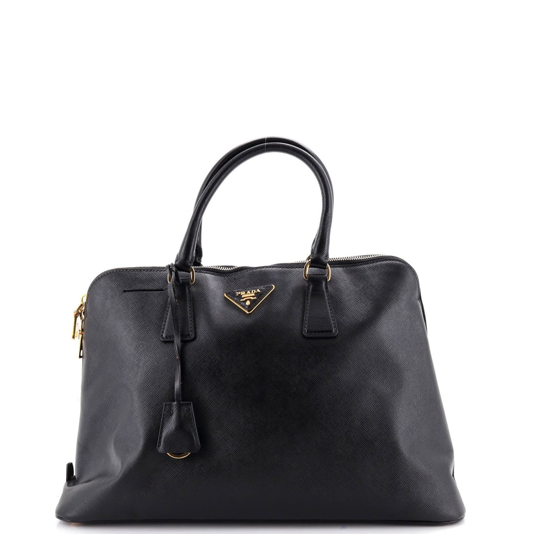 Saffiano Leather Prada Large Bag Promenade: Saffiano Leather Prada Large Bag Promenade Saffiano Leather Prada Promenade Large Bag for the modern woman, featuring a classic bowler design and heavy-duty Saffiano leather exterior. With a spacious