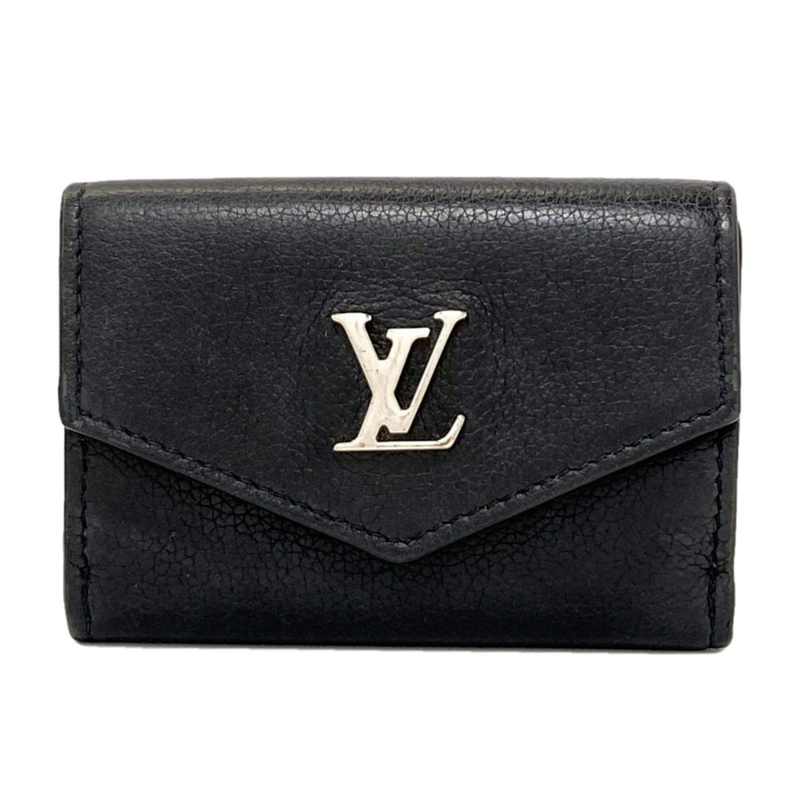 Louis Vuitton Wallet (Tri-Fold) Leather: Louis Vuitton Wallet (Tri-Fold) Leather Tri-fold leather wallet from Louis Vuitton, crafted with Taurillon leather and measuring 7cm x 10cm x 2.5cm. This sleek, black wallet features a classic tri-fol