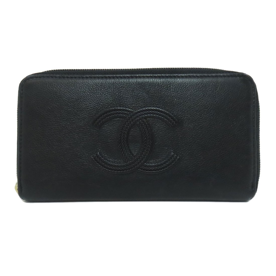 Chanel Zip Around Coco Mark Goldhardware Long Wallet (With Coin Pocket): Chanel Zip Around Coco Mark Goldhardware Long Wallet (With Coin Pocket) Black Calf Long Wallet with Coin Pocket from Chanel Features Gold Hardware and Classic Design. This Long Wallet from Chanel