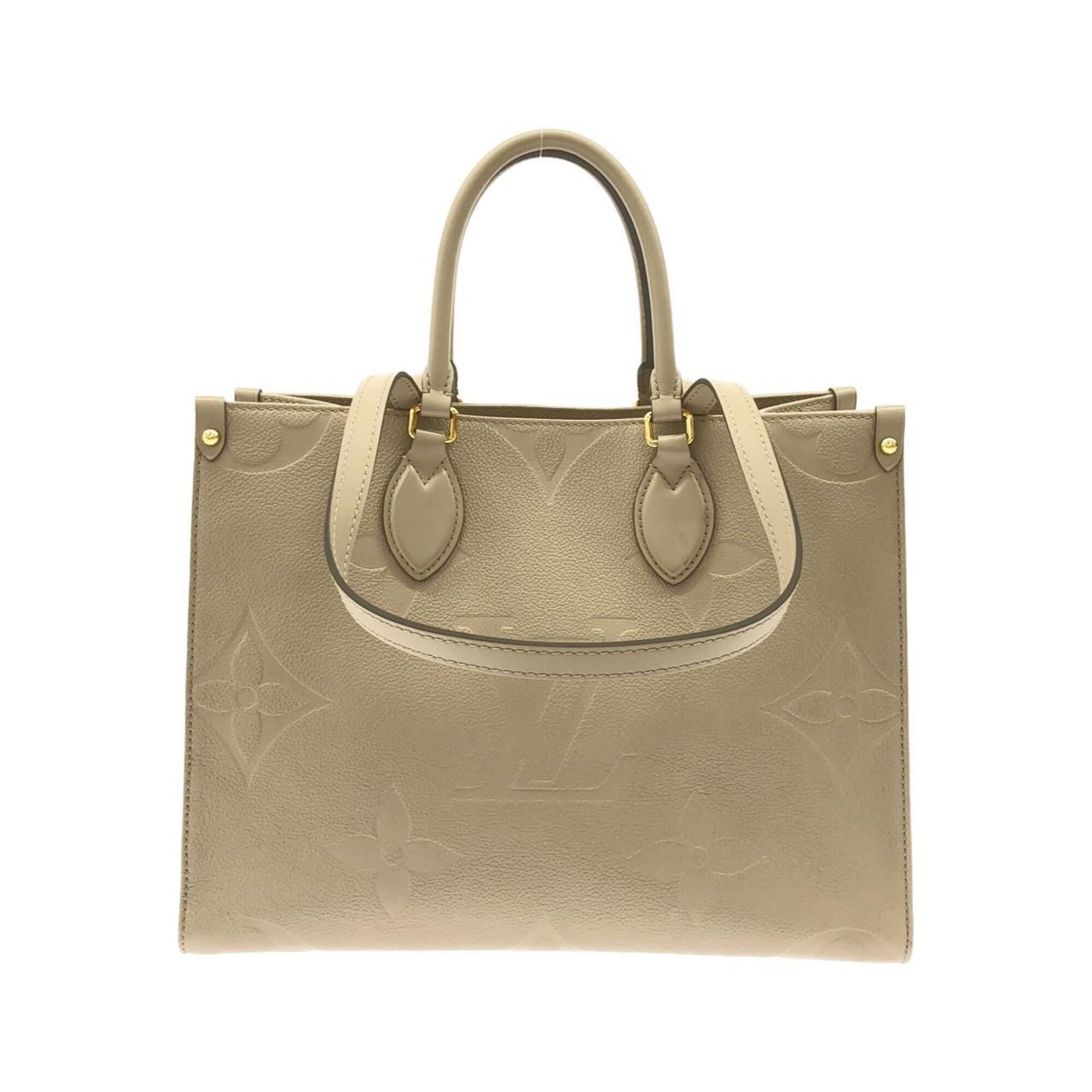 Handbag Leather Louis Vuitton: Handbag Leather Louis Vuitton Handbag made from high-quality Calf leather, featuring a classic Tourterelle color and gold hardware. Measuring 25.5cm x 34cm x 15.5cm, this stylish accessory is designed