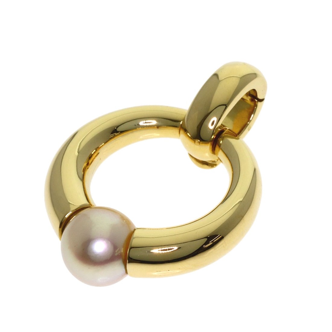K18 Yellow Gold Pearl Pendant Perla Cartier: K18 Yellow Gold Pearl Pendant Perla Cartier K18 Yellow Gold Pearl Pendant Perla Cartier boasts a striking gold finish, crafted from high-quality K18 yellow gold. The pendant's elegant design showcases