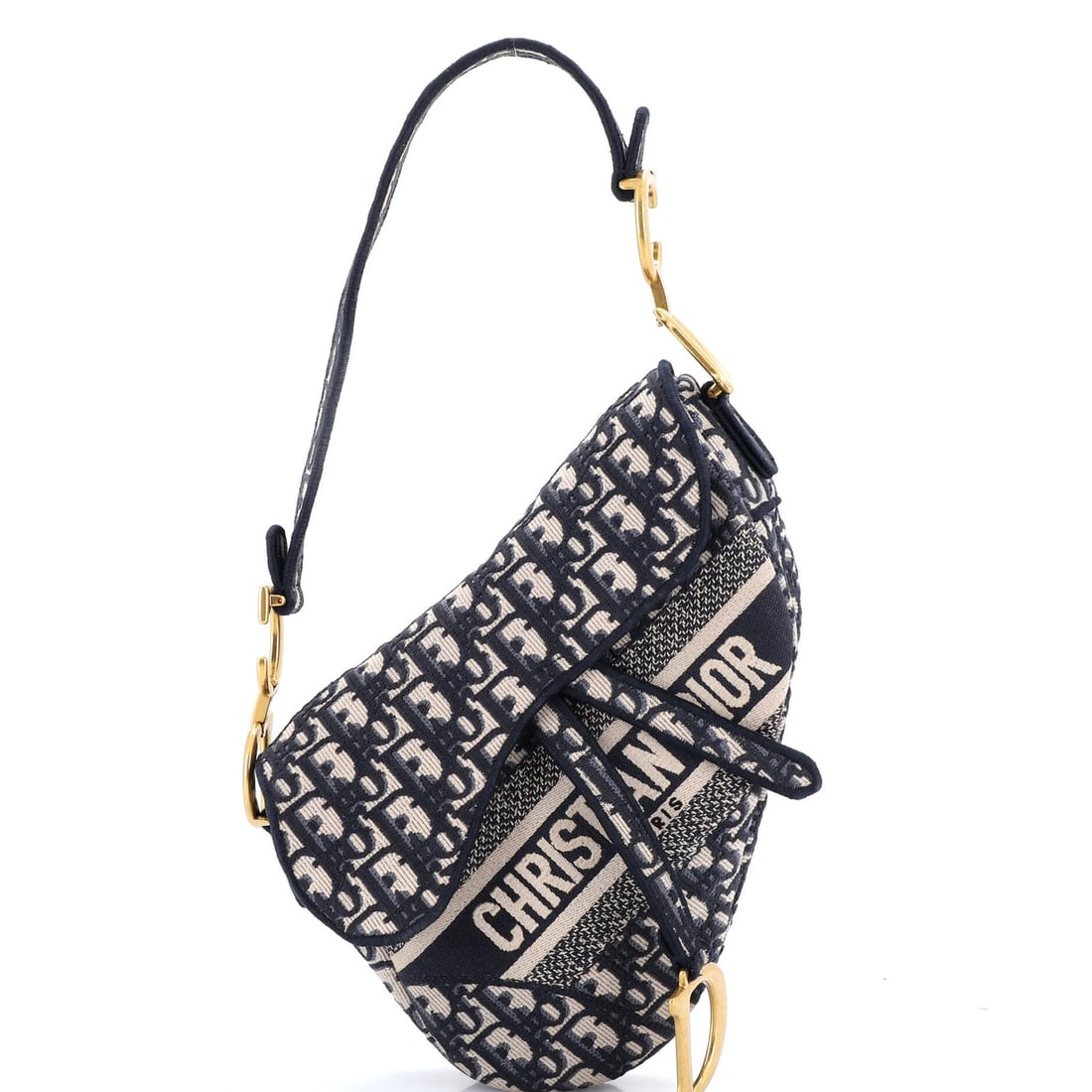Dior Logo Saddle Handbag Medium Christian Canvas Oblique Embroidered: Dior Logo Saddle Handbag Medium Christian Canvas Oblique Embroidered The Dior Saddle Handbag Medium in Blue Canvas features a striking oblique embroidered design, adding a touch of elegance to its