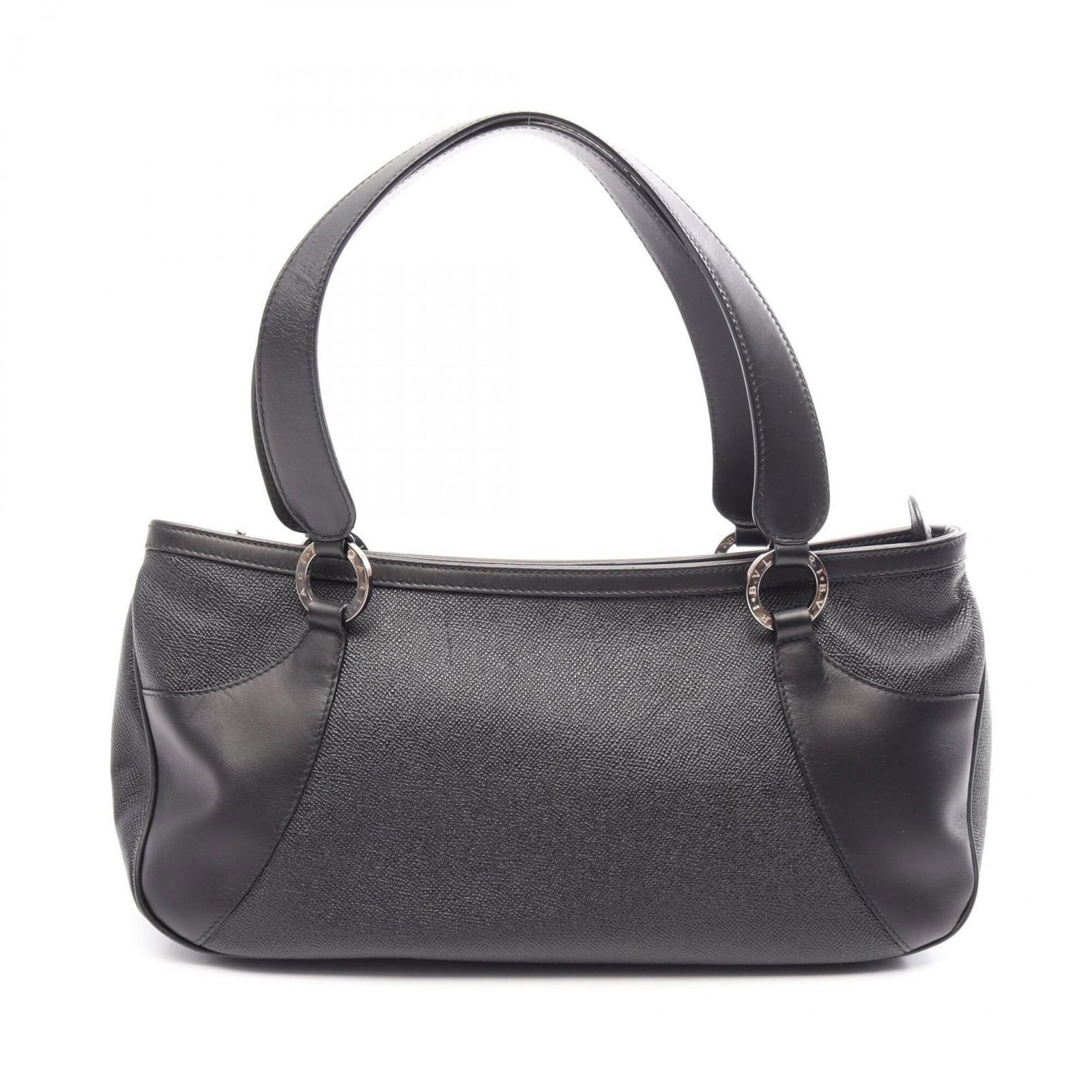 Handbag Leather Bvlgari: Handbag Leather Bvlgari Black leather Bvlgari handbag with dimensions 17cm x 34cm x 12cm, perfect for a stylish and compact accessory. This sleek design features high-quality leather construction,