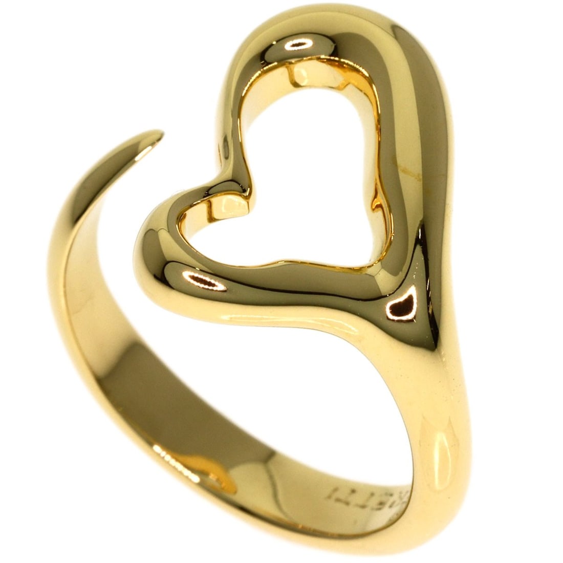 Open Heart Ring Tiffany&Co K18 Yellow Gold: Open Heart Ring Tiffany&Co K18 Yellow Gold K18 Yellow Gold Open Heart Ring from Tiffany&Co. This elegant ring showcases the brand's signature style with a bold open heart design. Made from